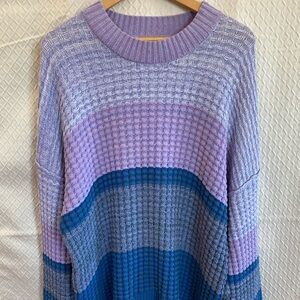 BDG Purple and Blue Gradient Sweater. Medium/Oversized. Large Stripes/Colorblock